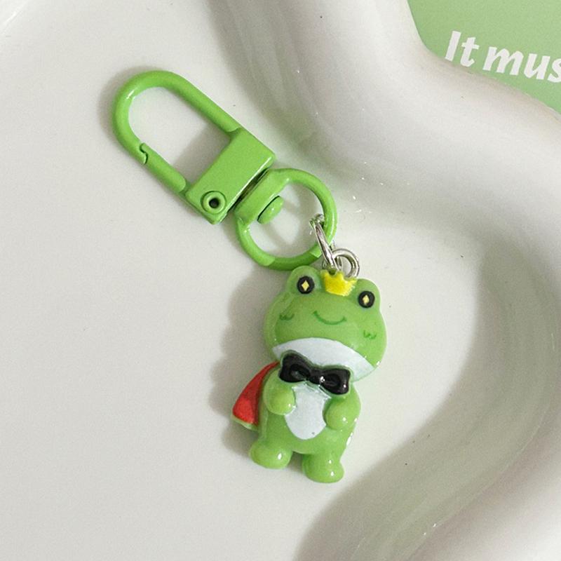 Cute Cartoon Green Frog Keychain Lovely Animal Keyring Handbag Pendant Charms Car Key Accessories For Girls Jewelry Gift