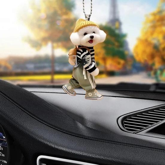 Подвеска в форме собаки, автомобильное подвесное украшение, реалистичное, легко повесить, акриловое рождественское украшение
