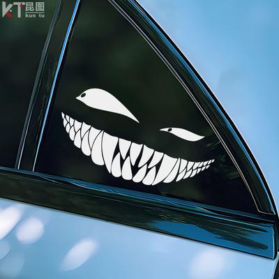 Демон улыбающееся лицо наклейки для автомобиля заднее лобовое стекло автомобиля наклейка забавный авто стайлинг тела украшения наклейка на окно виниловая водонепроницаемая