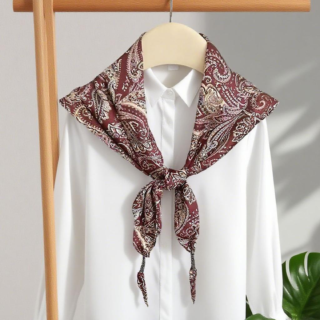 Korean triangle scarf fart curtain women stacked wearing high-end silk scarves, new waist scarves with jeans, accessories, waist accessories