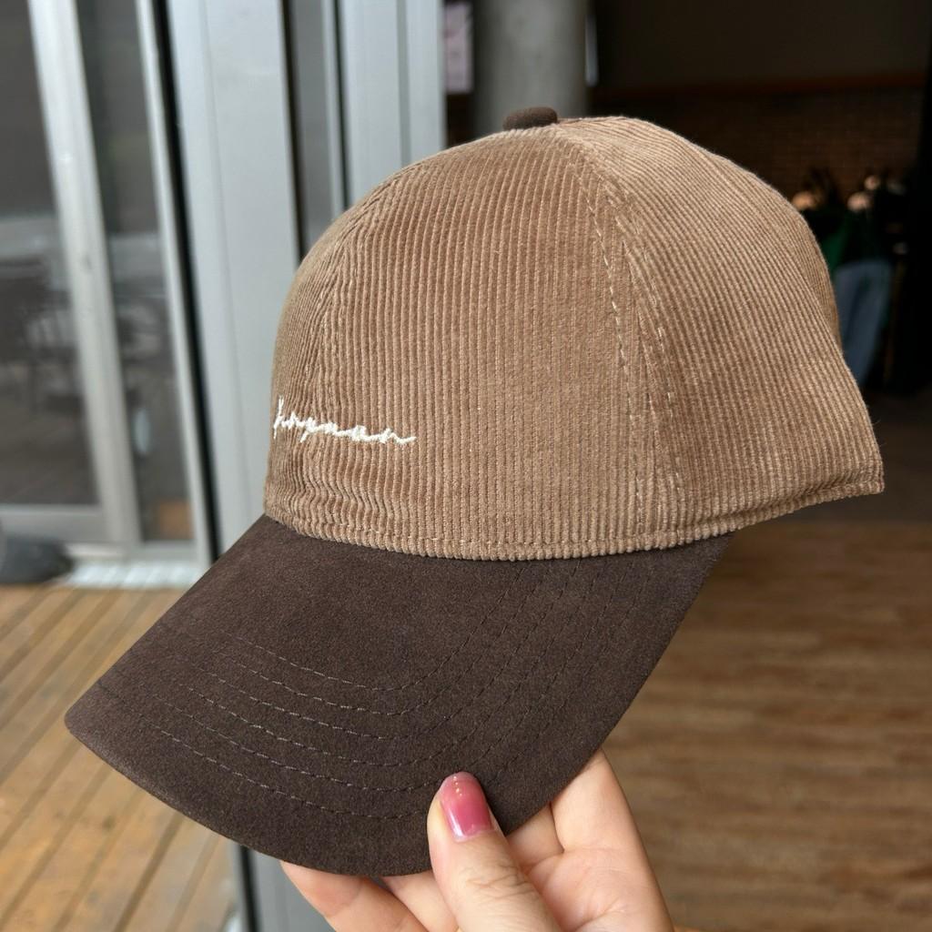 Corduroy Baseball Cap For Women With Embroidered Letters And Wide Brim For Casual Fall Wear