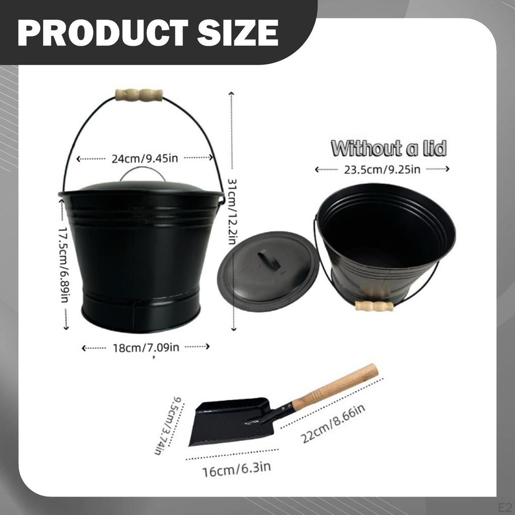 Ведро для золы с лопаткой и ведром для переноски дров, термостойкое, для улицы, зимы, набор каминных инструментов