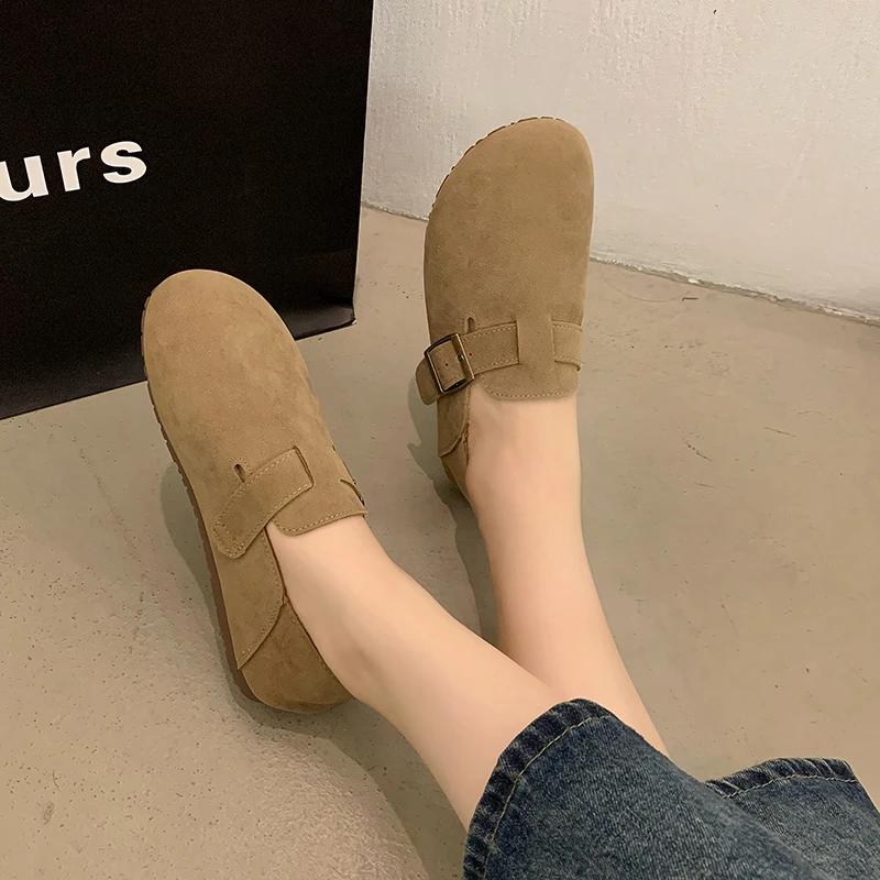 Fashion Brown Flat Shoes for Women Retro Spring and Autumn 2024 New Loafers Shoes Non-slip Fashion Soft Sole Shoes Size 35-40