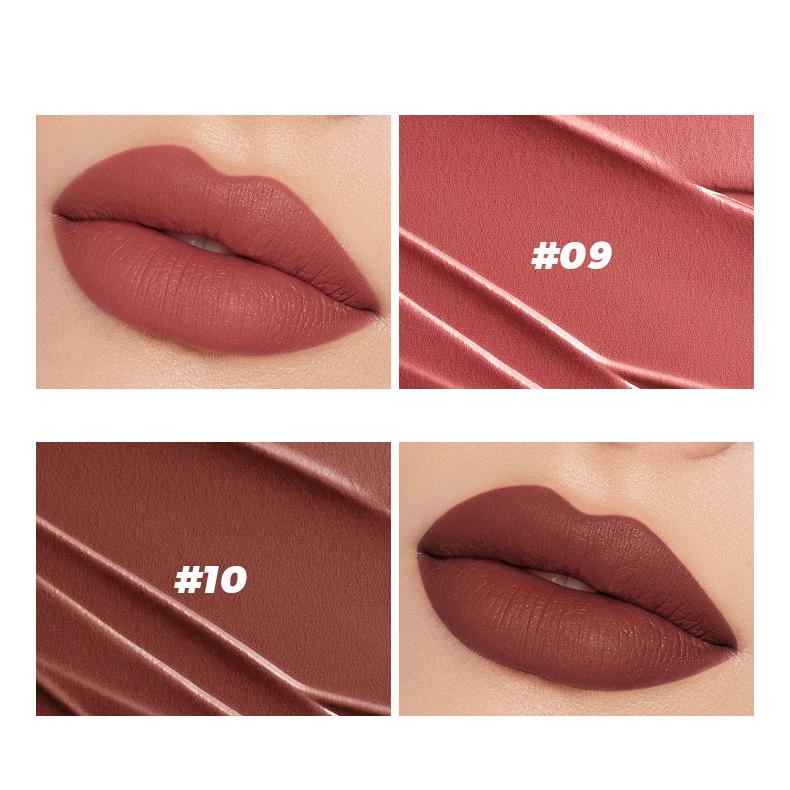 Матовая помада 10 цветов Velvet Non-stick Lip Glaze Высокопигментированный Стойкий блеск для губ Honey Lip Gloss