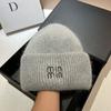 [Rabbit Fur] Min Thickened And Enlarged Double-Folded Edge Small Knitted Hat Winter Warm Plush Hat