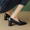 New Spring Women Shoes Split Leather Women Pumps Square Toe Chunky Heel Retro Women High Heels Tassels Shallow Shoes