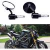 Universal Black Motorcycle Aluminum Rearview Side Mirrors 7/8" Bar End For Cafe Racer Bobber Cruiser Scooter