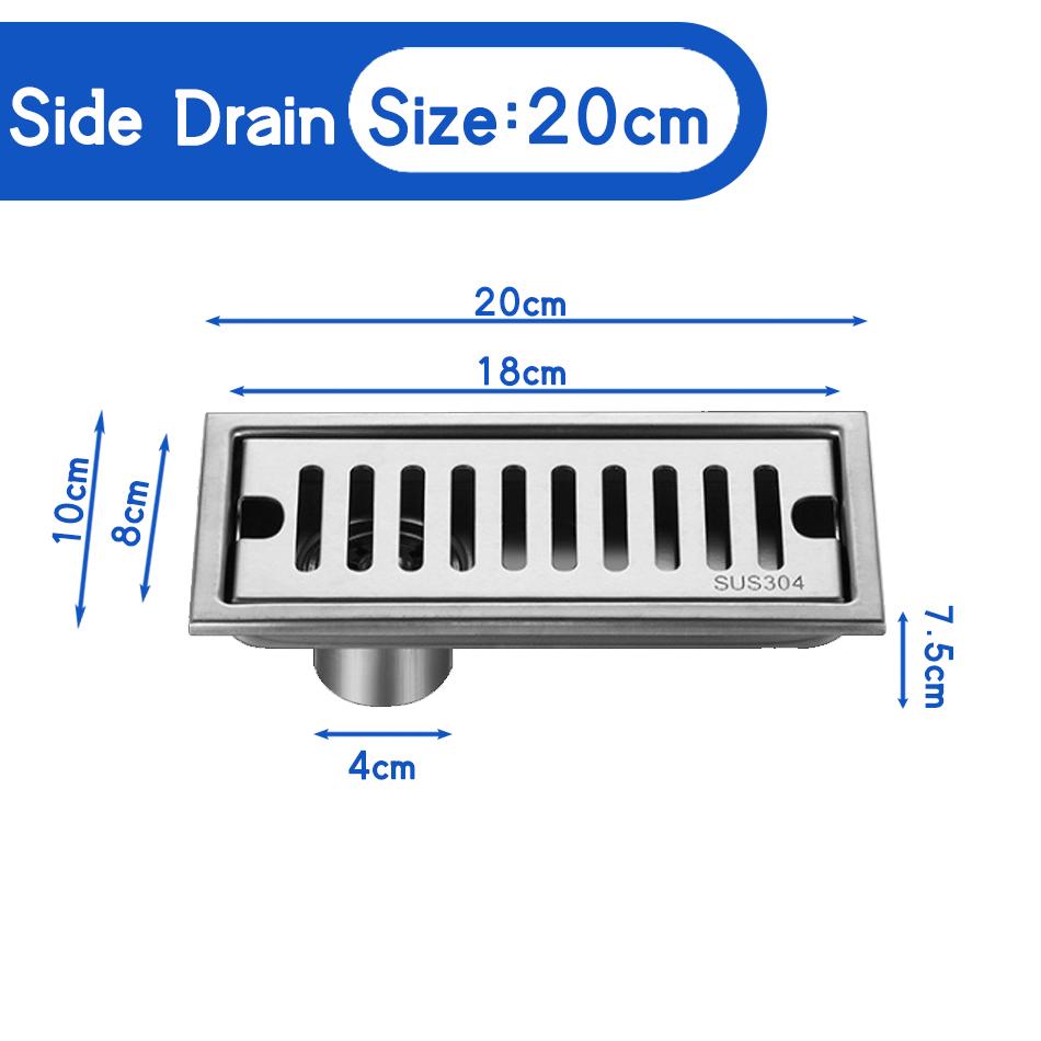 304 Нержавеющая сталь Слив для пола Анти-запах для ванной Душ Длинный слив Линейный слив для сточных вод Крышка для сливов для пола 20 30 40 50 CM