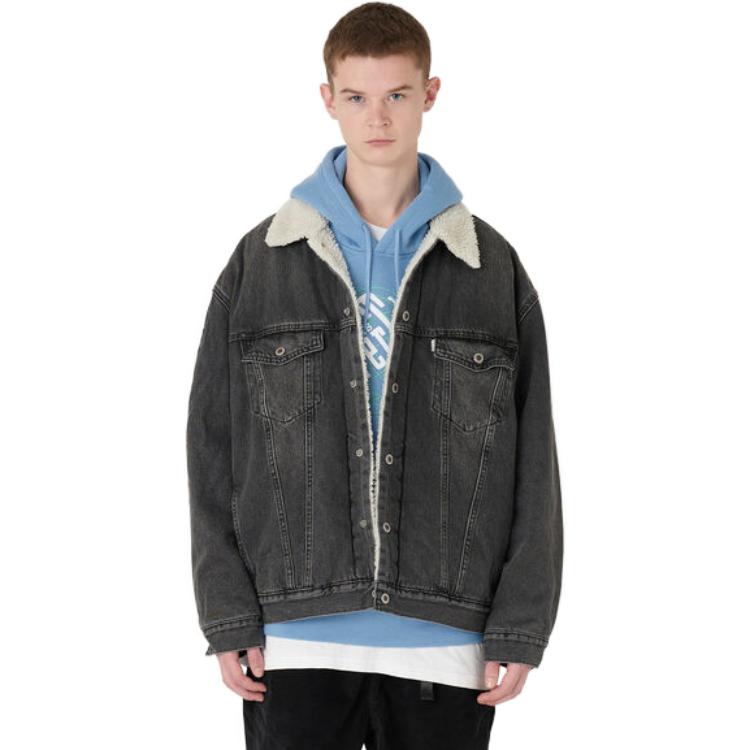 Levis FW22 однотонная повседневная джинсовая куртка с воротником мужские куртки темно-серые A3180-0001