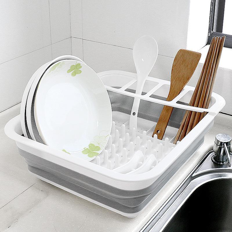 Collapsible Dish Rack for Drying Dishes - Space-Saving and Foldable Design with Versatile Removable Components - Dinnerware Storage Organizer