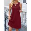 Летнее новое женское однотонное платье без рукавов с жилетом и карманом