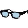 Brand New MARQEL Rhevision Sunglasses Rhude Style Cerlebrity Sun Glasses THIERRY Rectangle Black Shades Blue Lens Handcrafted UVA Protection