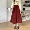 Vintage Harajuku Corduroy A Word Skirt Women Autumn Winter New 2024 New High Waist Midi Black Red Loose All-match Pleated Skirts