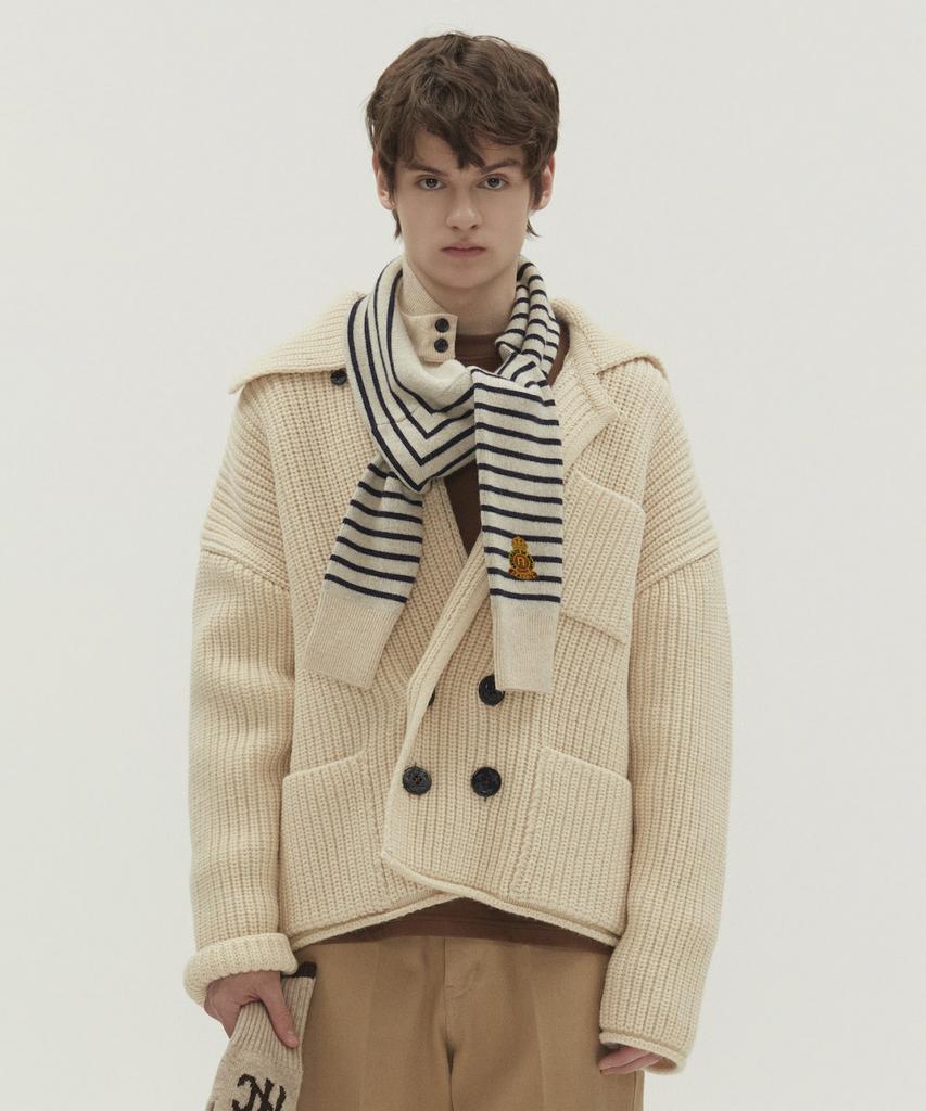 Nohant Preppy Double Knit Cardigan Ivory