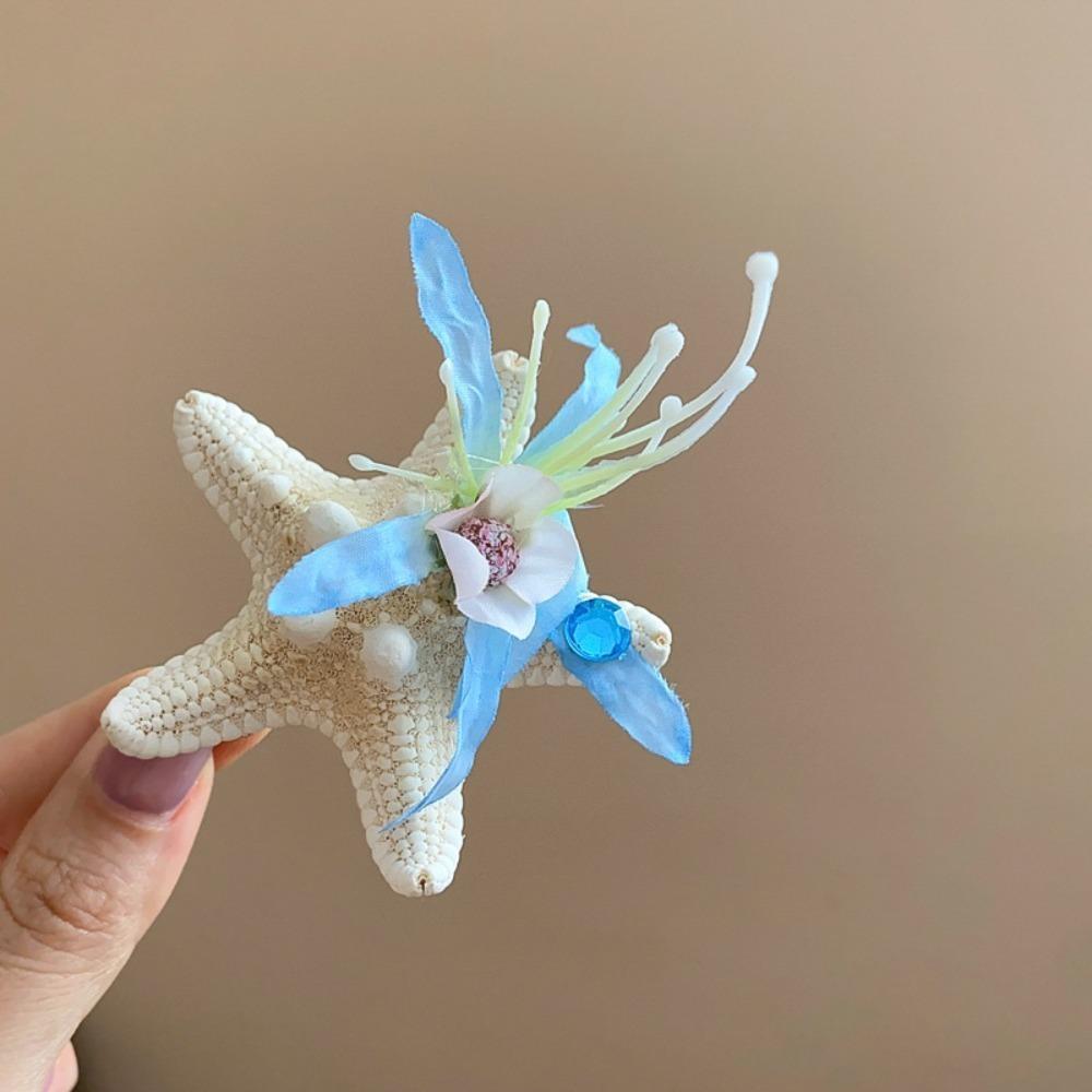Sweet Starfish Hair Clip Korean Style Women Side Clip Simple Orchid Flower Hairpin Daily