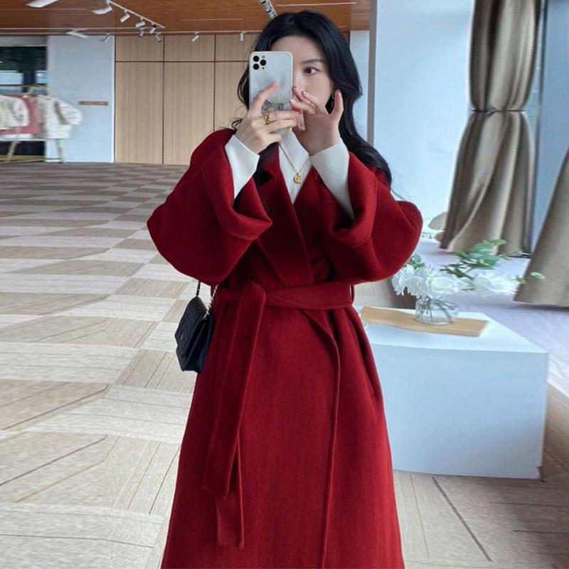 Женское свободное модное кашемировое пальто, осенне-зимний темперамент, утолщенное шерстяное пальто средней длины