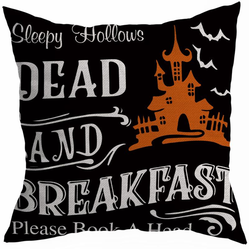 New Style 45x45cm Halloween Cushion Cover Linen Pillowcase Pumpkin Grimace Print Festival Party Decorative Pillow Covers, 1PC