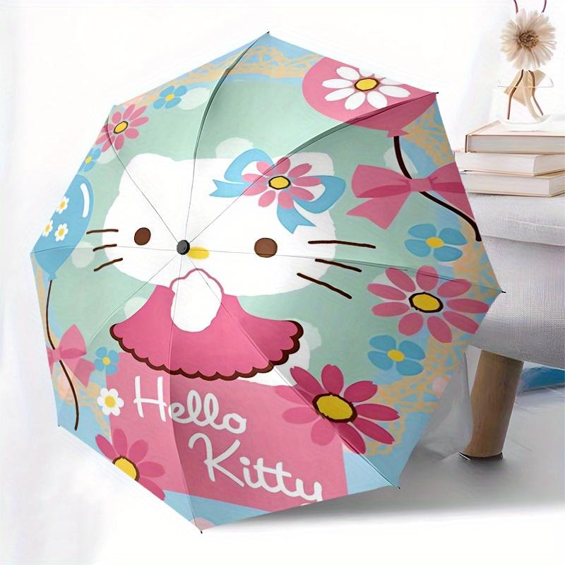 1pc Hello Kitty Floral Party Umbrella with Plastic Handle,Suitable for All Seasons Home Travel Outdoor UmbrellaSanlio356