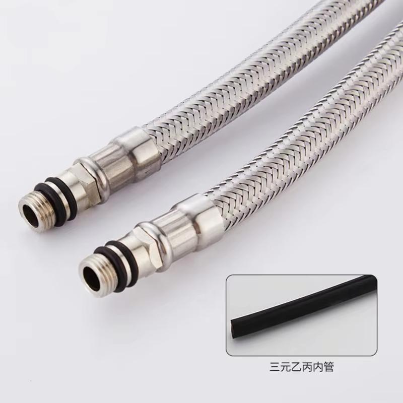 Bathroom Hose Stainless Steel Flexible Water Pipe Kitchen 2 Pieces/Set Hot and Cold Water Tap Water Supply Pipe Hose G 1/2 G 3/8