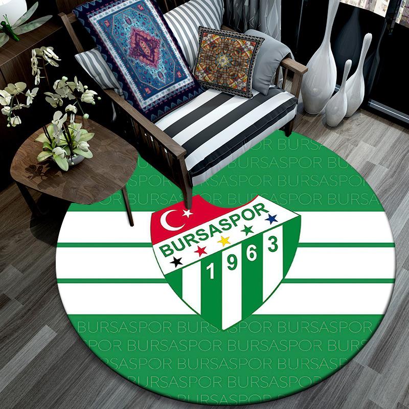 Bursaspor Round Area Rug,Carpet Rug for Living Room Bedroom Sofa Playroom Decor,Non-slip Floor Mat