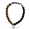Stones and Minerals. Cordierite Iolite Bracelet from Madagascar + Matte Black Onyx Beads + Wood Made In France.