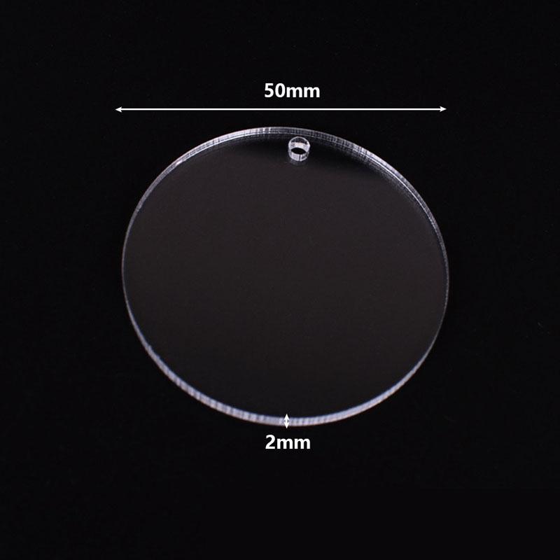 50шт акриловые брелки-заготовки с брелоками круглые прозрачные диски круги кулон