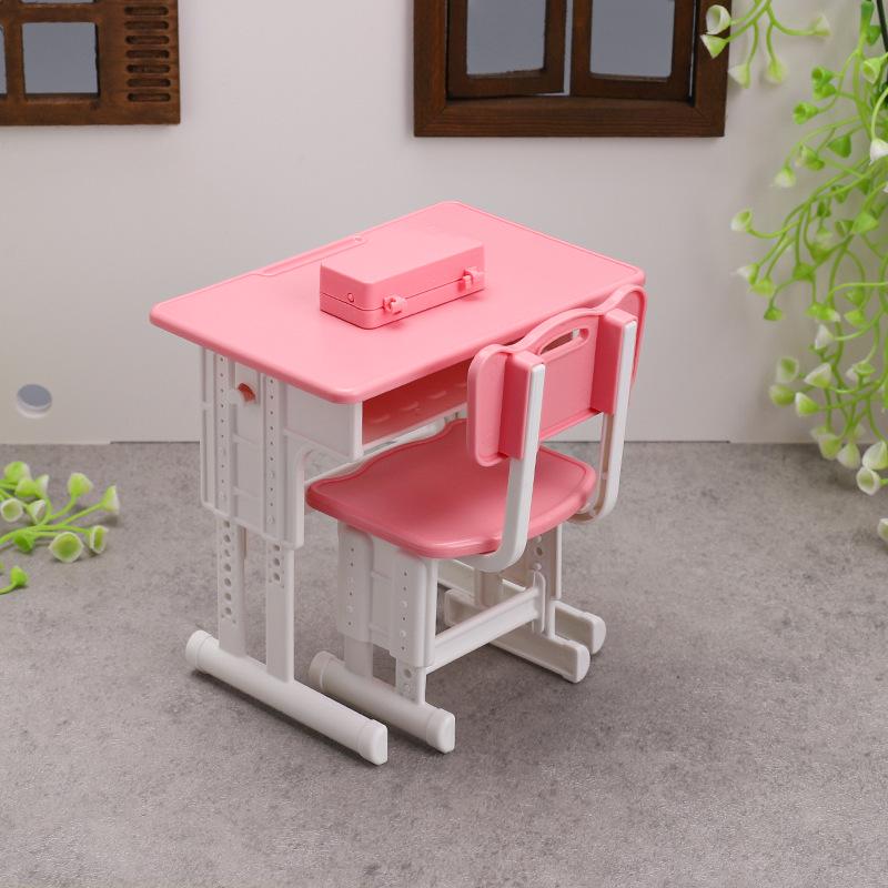 Children's Mini Desk & Study Table Toy Set with Books, Stationery, and Pencil Box Accessories