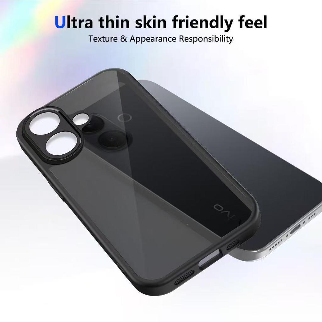 Совместим с VIVO V60lite и OPPO A6 PRO, Матовый Прозрачный Черный Противоударный Чехол