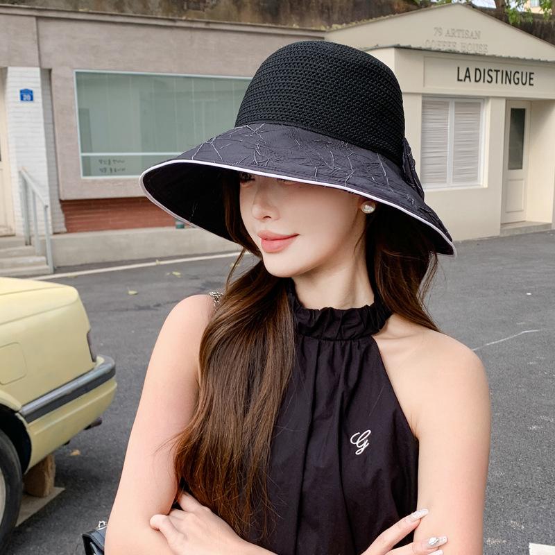 Шляпа женская летняя уличная солнцезащитная козырек дорожная шляпа-бантик с большим краем вязаная панама новая