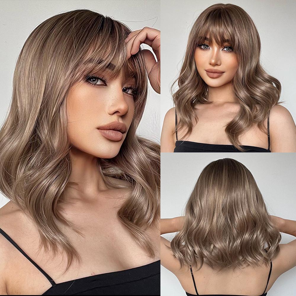 oneNonly Short Pink Wig Natural Wigs for Women Medium Wavy Synthetic Wig Party Heat Resistant Hair