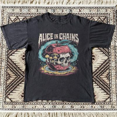 Alice In Chains Skull Apple Alternative Metal Black Cotton Tshirt Unisex T-Shirt