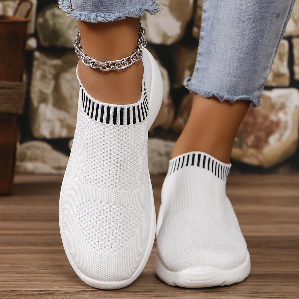 Модные сетчатые дышащие вязаные кроссовки женские легкие нескользящие женские кроссовки для бега большого размера 43 на танкетке повседневные туфли для женщин