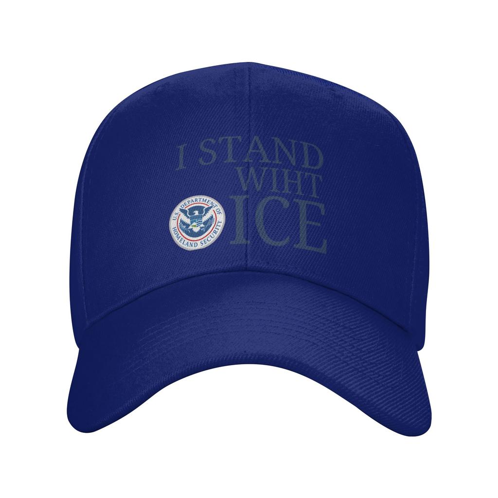 I Stand With Ice United States Immigration and Customs EnforceUnisext Baseball Cap Retro Hip Hop Hats Summer Running Baseball Caps