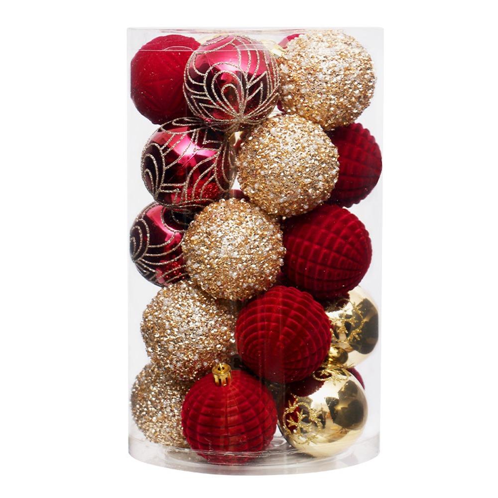 25pcs Plastic Christmas Velvet Ball Pendant 6cm Xmas Tree Ornaments Home New Year Decorations