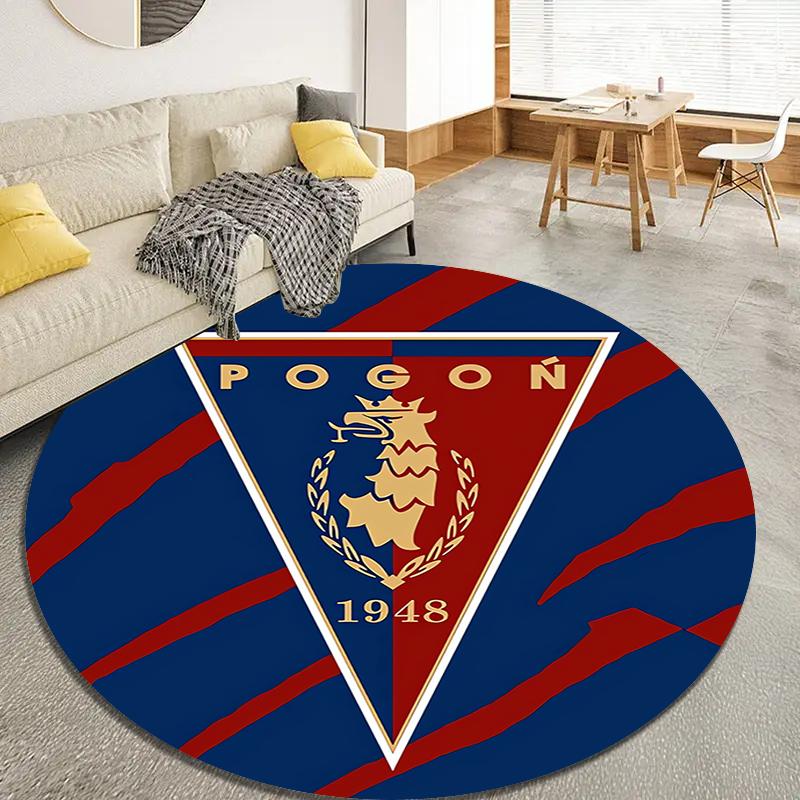 Круглый ковер Mks Pogoń Szczecin, Ковер для гостиной, спальни, дивана, игровой комнаты, Нескользящий коврик для пола Q0026
