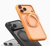 Совместимый чехол для iPhone 17 Pro с ощущением кожи, с магнитным вращающимся держателем и защитой кнопок для Apple 16 Pro Max