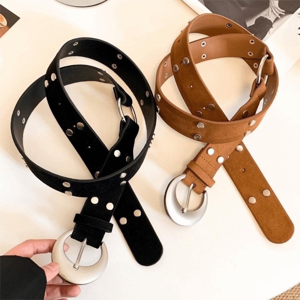 Y2K Western Style Cowboy Belt Metal Ethnic Style Waistband Fashion Rivet Belts  Waist Accessories