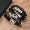 Retro Style Men's Leather Bracelet with Zinc Alloy Ring Buckle, Hand-Woven and Multi-Layered