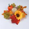 Artificial Candle Ring Wreath Handmade Maple Pumpkin Wreath Autumn Floral Garland  Table Decor
