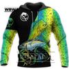 Fishing Love Mahi Mahi Fish 3D Full Print Size Hoodie Man Women Harajuku Outwear Zipper Pullover Sweatshirt Unisex