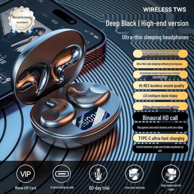 M52 Мини-вкладыши беспроводные Bluetooth-наушники для сна с низким временем задержки и цифровым дисплеем