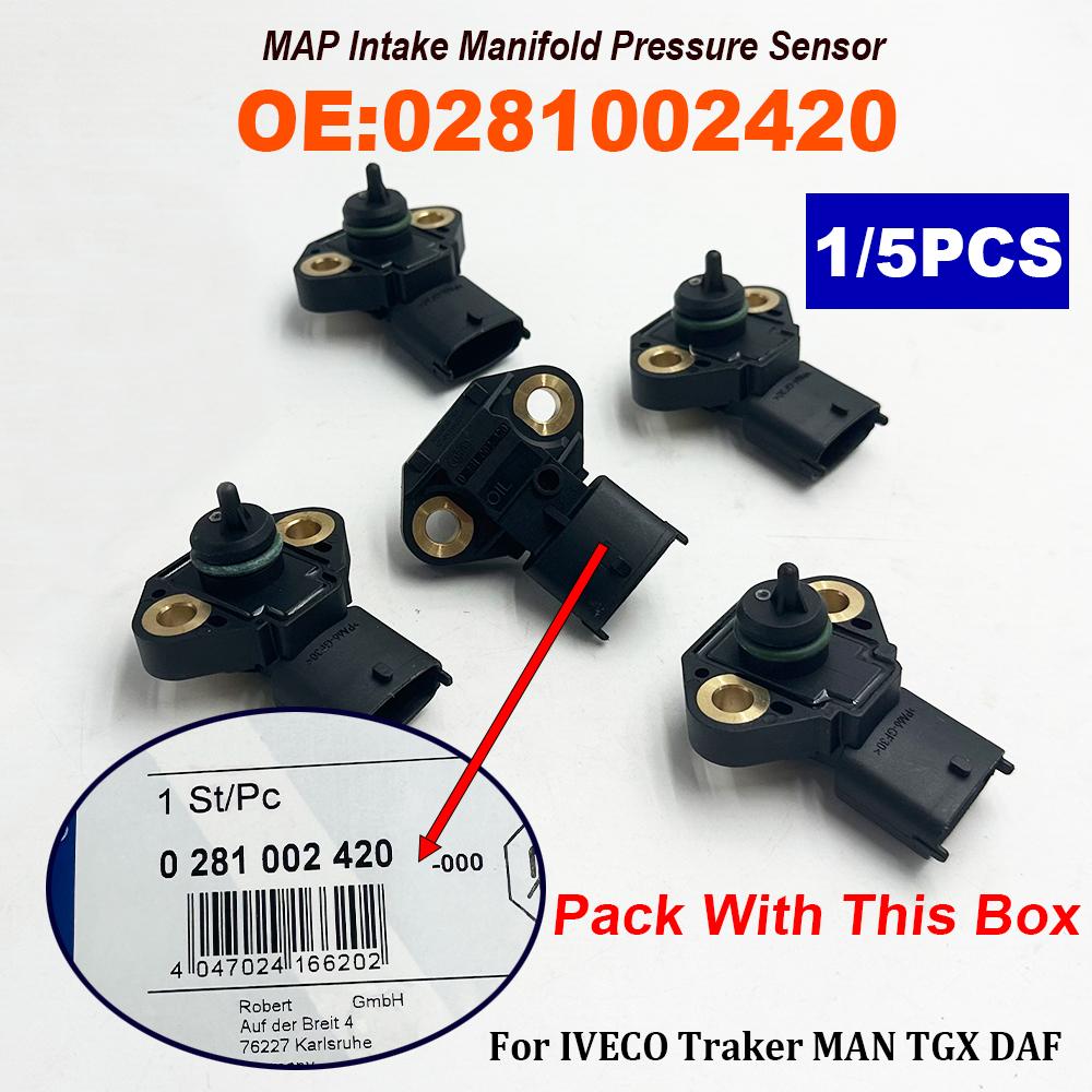 1/5PCS 0281002420 0281006123 MAP Intake Manifold Pressure Sensor 4890193 For I-veco New Holland V-olvo MAN DAF 281002420