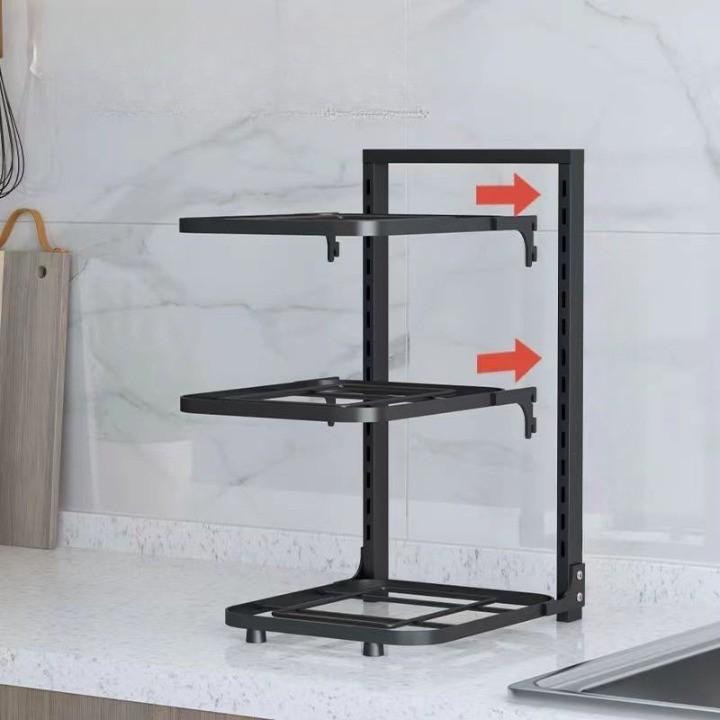 Полка для кастрюль Многослойная полка для хранения кастрюль Кухонная полка из нержавеющей стали Раковина Стойка для хранения кастрюль и сковородок Многослойная бытовая полка для хранения кухонного пространства Экономия места