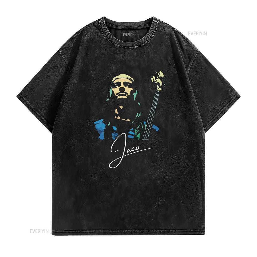 Jaco Pastorius Signature T Shirt vintage Washed graphic homme Versatile Casual Stretched Comfortable fashion Stylish
