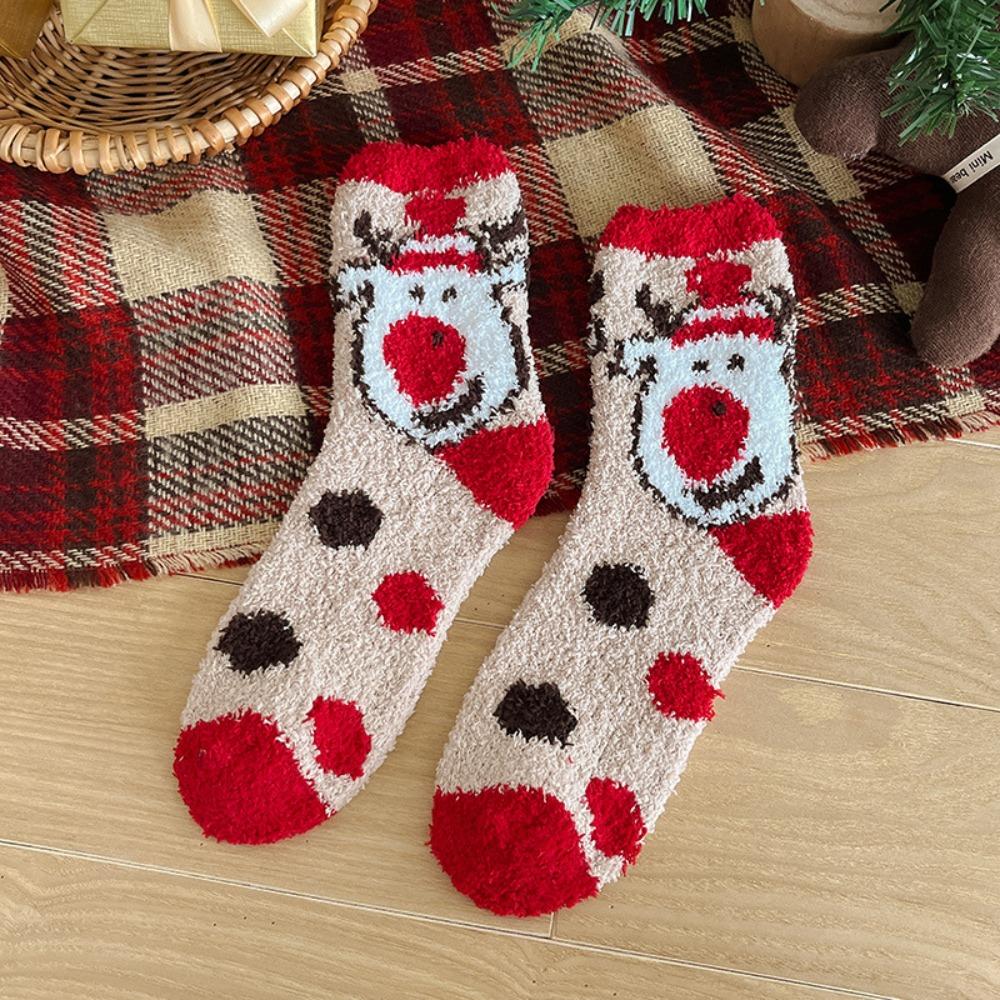 Santa Claus Christmas Socks Cartoon Floor Sleep Socks Comfortable Women Hosiery  Ladies