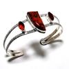 Драгоценный камень гранат-обсидиан из красного дерева 925 пробы с серебряным покрытием ювелирный браслет-манжета