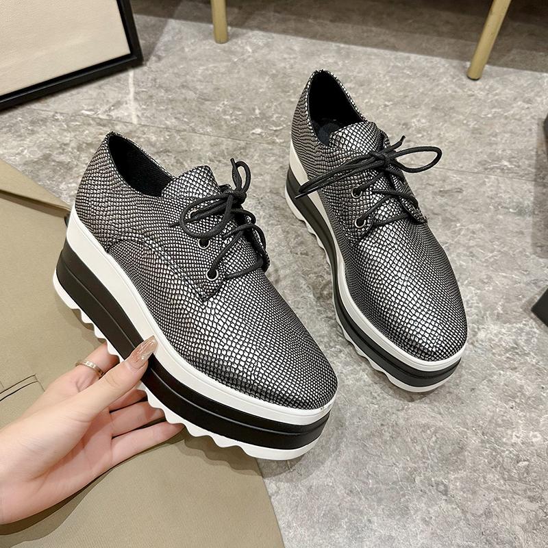 2024 Весна Женская обувь Плоские платформы Серпантин Шнуровка Танкетка Кроссовки Женские Оксфорды Женские балетки Повседневные балетки