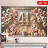 Двумерный цветочный фон для 41-го дня рождения, 2D плоский фон с серебристым глиттером и цветами для элегантного украшения вечеринки