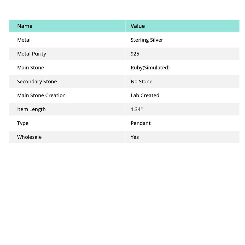 Natural Ruby Natural Gemstone 925 Sterling Silver Jewelry Pendant 1.34" N9S81