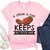 Funny Carnivore TShirt Steak A Day Meat Lover Gift Crew Neck Short Sleeve Cotton Top All Seasons Casual Fashion Outdoors Tees